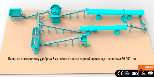 Линия-по-производству-удобрений из-свиного навоза-годовой-производительностью-50000-тонн.